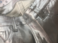 Coating Pu Denim Fabric For Women Jeans Jacket Silver Color Gold Blue Pink Color Custom Made In China