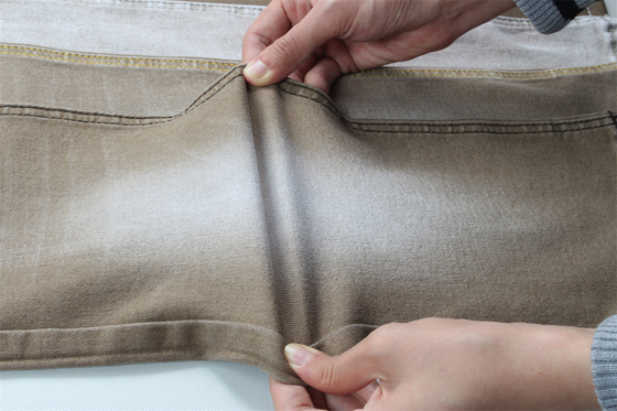 Colorful Light Weight Stretch Denim Fabric In Khaki