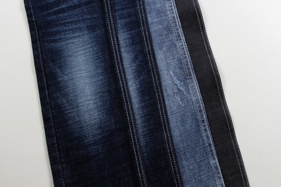 Heavyweight 12.6 Oz Dark Blue Crosshatch Slub Denim Fabric For Jeans