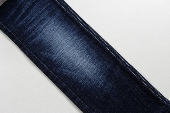 Heavyweight 12.6 Oz Dark Blue Crosshatch Slub Denim Fabric For Jeans