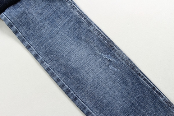 Heavyweight 12.6 Oz Dark Blue Crosshatch Slub Denim Fabric For Jeans