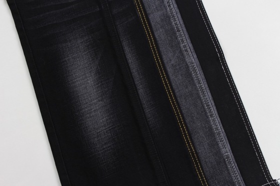 11.9  Oz Black And Black Backside Crosshatch Slub Denim Jeans  Fabric