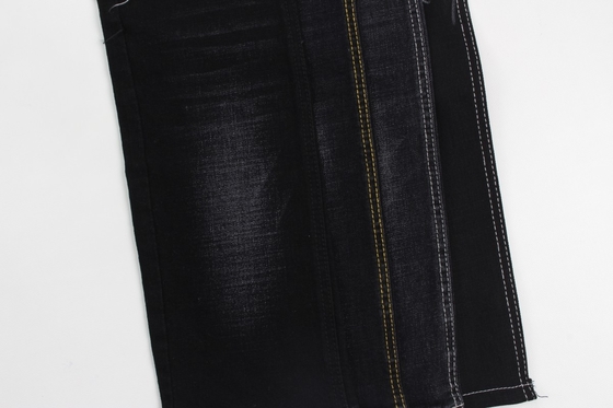 12  Oz Black And Black Backside Crosshatch Slub Denim Jeans  Fabric