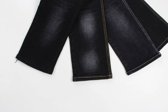 12  Oz Black And Black Backside Crosshatch Slub Denim Jeans  Fabric