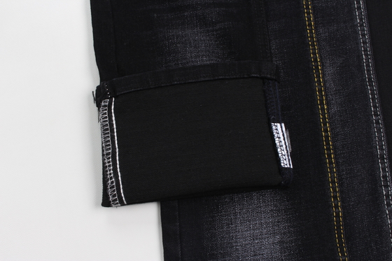 12  Oz Black And Black Backside Crosshatch Slub Denim Jeans  Fabric