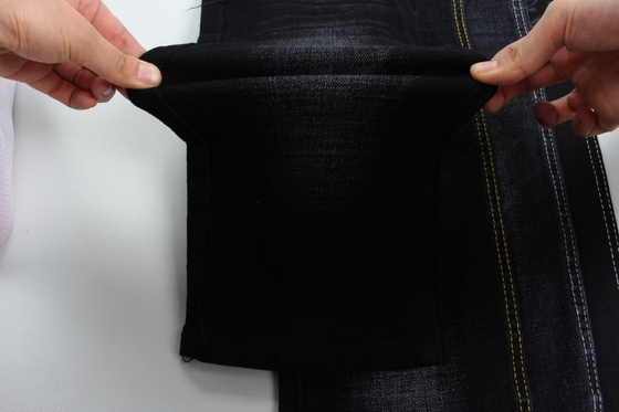 12  Oz Black And Black Backside Crosshatch Slub Denim Jeans  Fabric