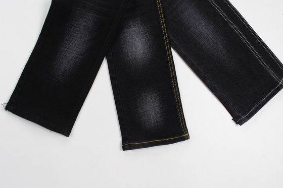 11.4  Oz Black And Black Backside Crosshatch Slub Denim Jeans  Fabric