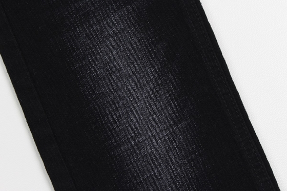 11.4  Oz Black And Black Backside Crosshatch Slub Denim Jeans  Fabric