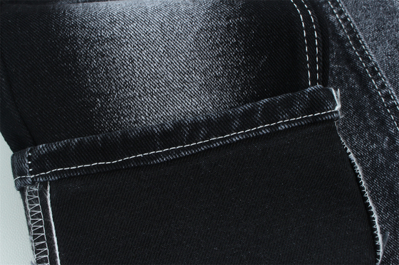 13.5 Oz Low Stretch Heavy Denim Fabric For Man Work Wear Jeans Black Backside