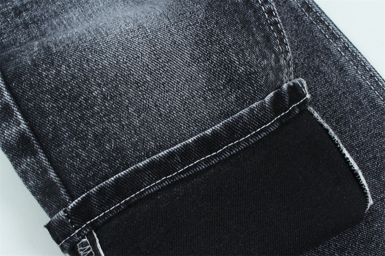 13.5 Oz Low Stretch Heavy Denim Fabric For Man Work Wear Jeans Black Backside