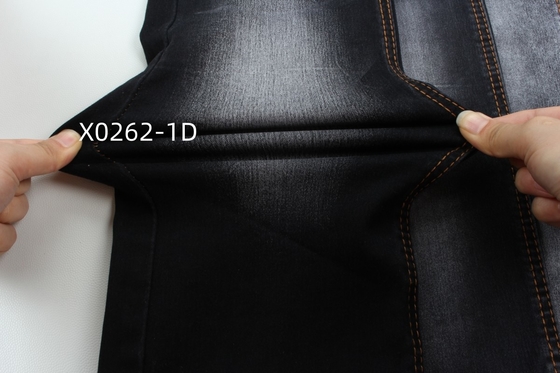 9.6 Oz Black High Stretch Satin Woven  Denim Fabric  For Jeans