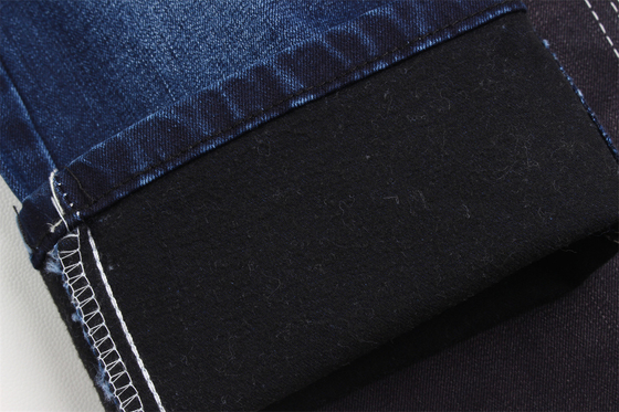 11-11.5 Oz Warp slub jeans fabric for man jeans Mercerized Fleece black backside high stretch for man india market style