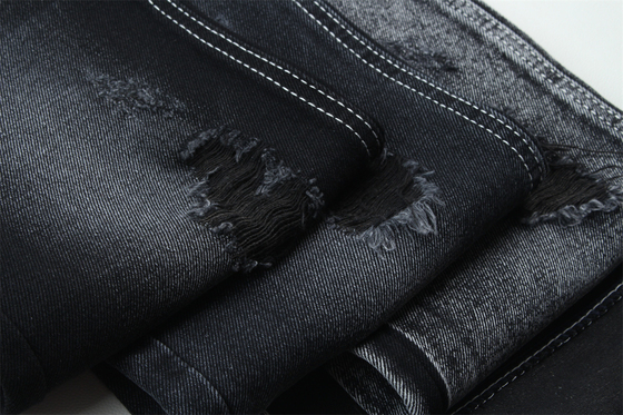 11.5oz  Denim Fabric Rigid 56%C 44%P Black And Black Backside For Brand Style Jeans Boy Friend Style Soft Handfeel