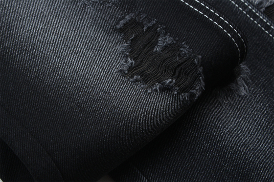 11.5oz  Denim Fabric Rigid 56%C 44%P Black And Black Backside For Brand Style Jeans Boy Friend Style Soft Handfeel