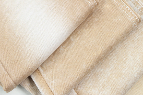 Khaki Color High Stretch Slub Denim Fabric For Lady Jeans