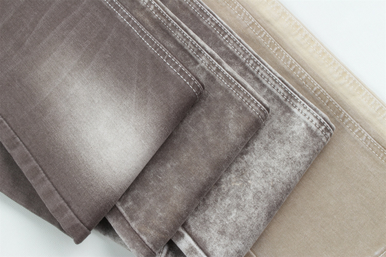 Brown Color 10 Once High Stretch Slub Denim Fabric For Lady Jeans