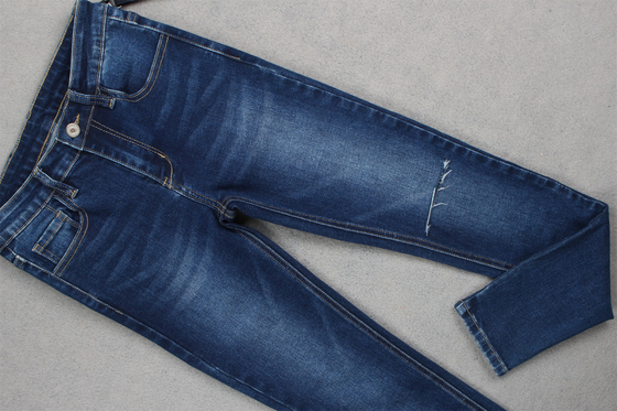 Indigo Blue High Stretch Slub Denim Fabric For Jeans