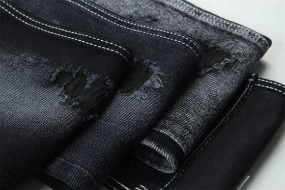 11.5oz  Denim Fabric Rigid 56%C 44%P Black And Black Backside For Brand Style Jeans Boy Friend Style Soft Handfeel
