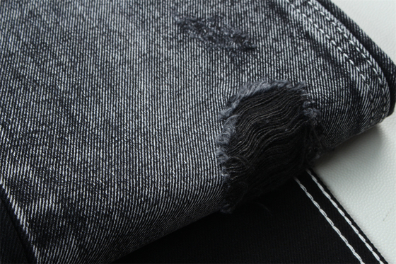 11.5oz  Denim Fabric Rigid 56%C 44%P Black And Black Backside For Brand Style Jeans Boy Friend Style Soft Handfeel