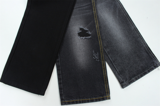 11.5oz  Denim Fabric Rigid 56%C 44%P Black And Black Backside For Brand Style Jeans Boy Friend Style Soft Handfeel