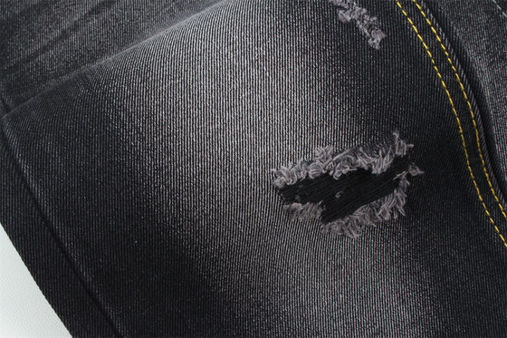 11oz  Denim Fabric Rigid 56%C 44%P Black And Black Backside Full Width 180cm