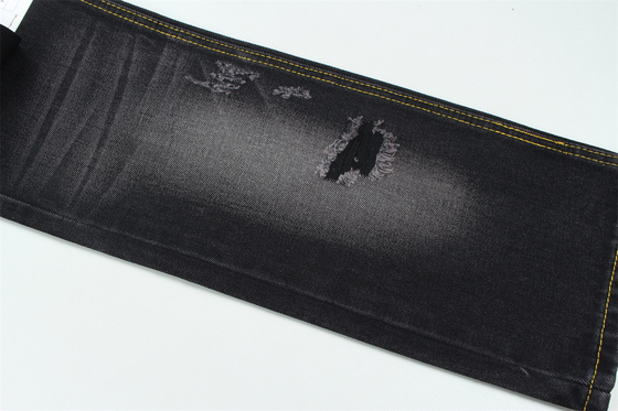 11oz  Denim Fabric Rigid 56%C 44%P Black And Black Backside Full Width 180cm