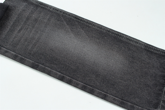 11oz  Denim Fabric Rigid 56%C 44%P Black And Black Backside Full Width 180cm