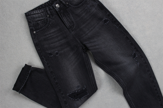 190cm 13oz Black Black Cotton Polyester Rigid Denim Fabric For Jeans