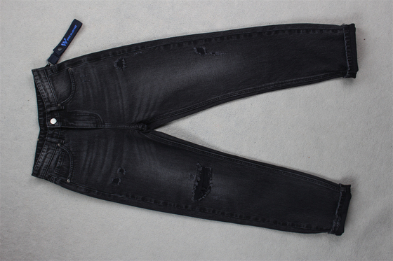 190cm 13oz Black Black Cotton Polyester Rigid Denim Fabric For Jeans