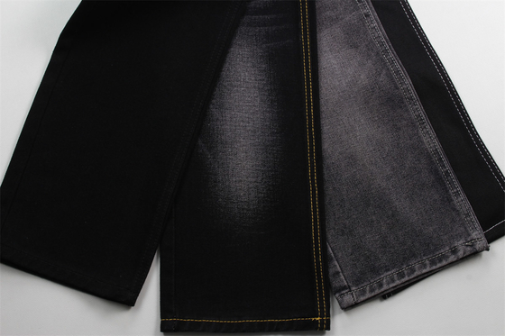 190cm 12oz Black Black Cotton Polyester Rigid Denim Fabric For Jeans