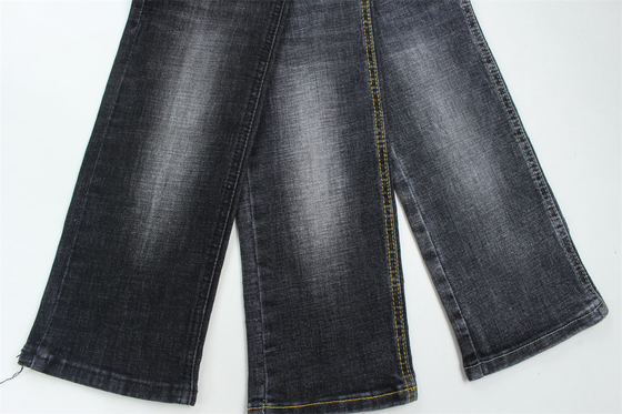 Supreme Quality Dark Black Crosshatch Slub Stretch Denim Fabric For Men Jeans