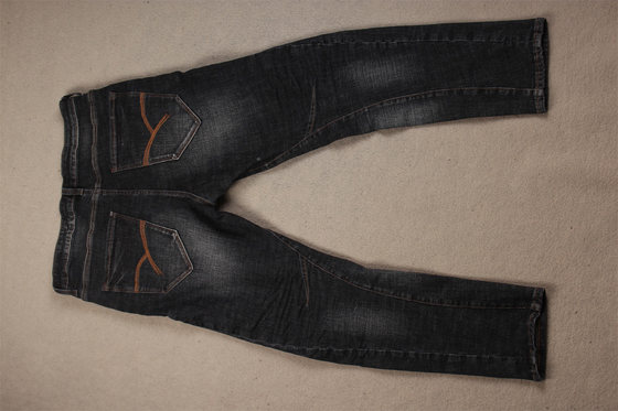 Supreme Quality Dark Black Crosshatch Slub Stretch Denim Fabric For Men Jeans