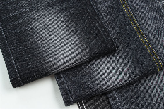 100% Cotton 12 Once Virgin Cotton Rigid Denim Fabric For Jeans Dark Black
