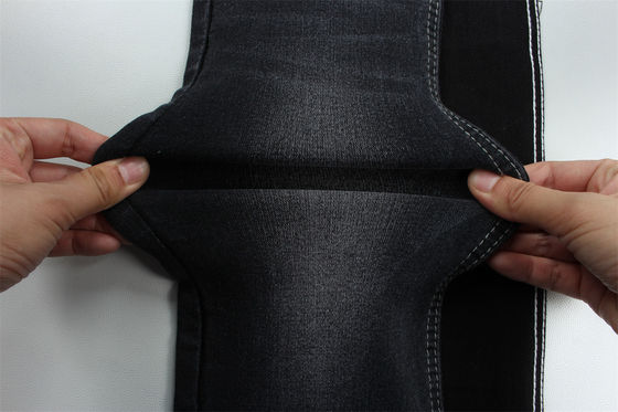 Full Lycra Satin Weave Black Black High Stretch Denim Fabric
