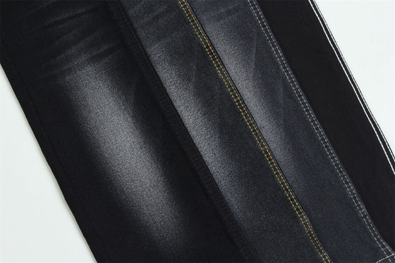 Full Lycra Satin Weave Black Black High Stretch Denim Fabric