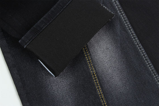 Full Lycra Satin Weave Black Black High Stretch Denim Fabric