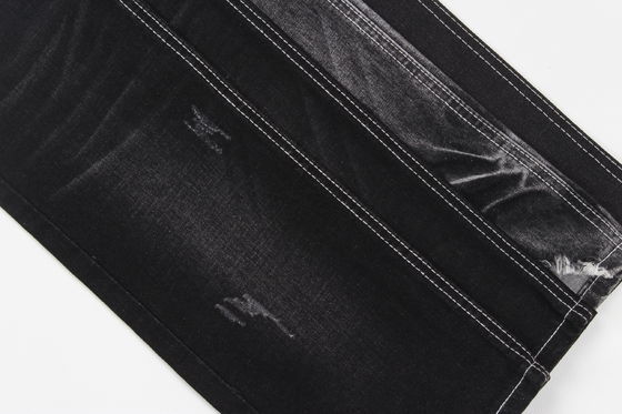 Supreme  Quality Dark Black Slub Stretch Denim Fabric For Jeans