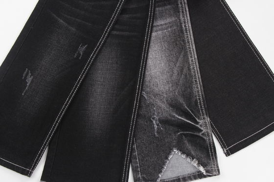 Supreme  Quality Dark Black Slub Stretch Denim Fabric For Jeans