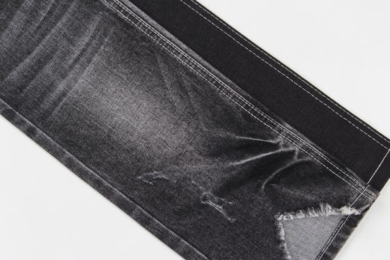 Supreme  Quality Dark Black Slub Stretch Denim Fabric For Jeans