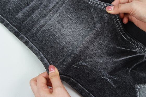Supreme  Quality Dark Black Slub Stretch Denim Fabric For Jeans