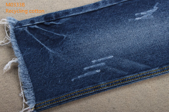 New Fashion Trend Recycling Cotton Denim Fabric 12% Recycling Cotton and 88% Cotton 11 OZ Eco-friendly