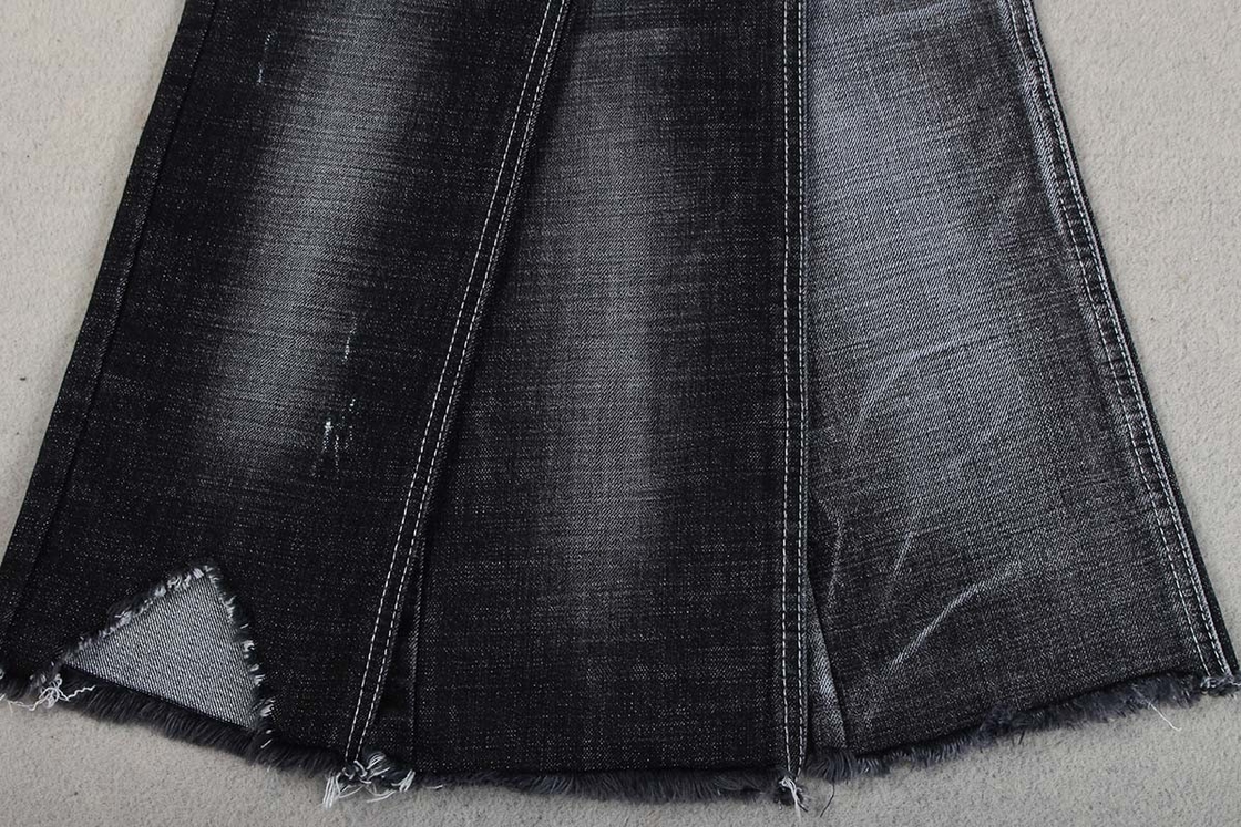 Sulfur Black Cross Hatch Slub Stretch Cotton Lycra Denim Fabric