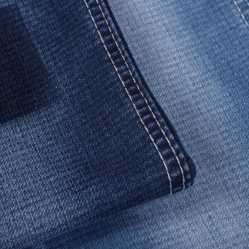 Jacquard Weave Double Layer Imitate Knit Denim Fabric For Jeans