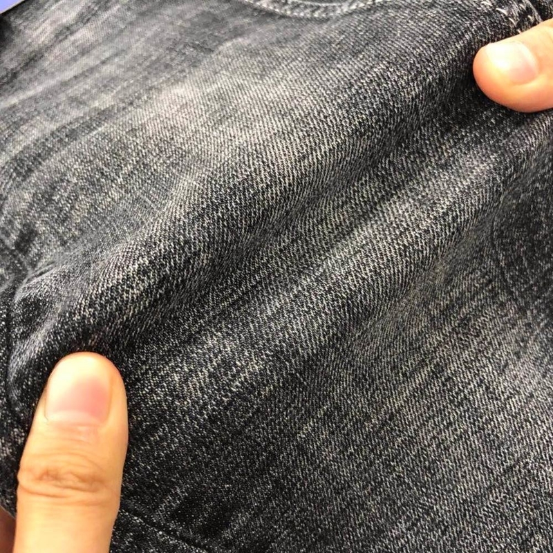 Stone Washed Super Stretch Cotton Dualfx T400 Lycra Denim Jeans Fabric Sulfur Black