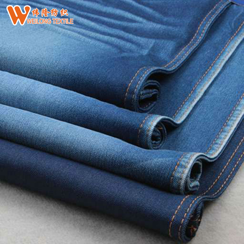 Non Slub Cotton Polyester Spandex Yarn Dyed Denim Fabric Dark Blue
