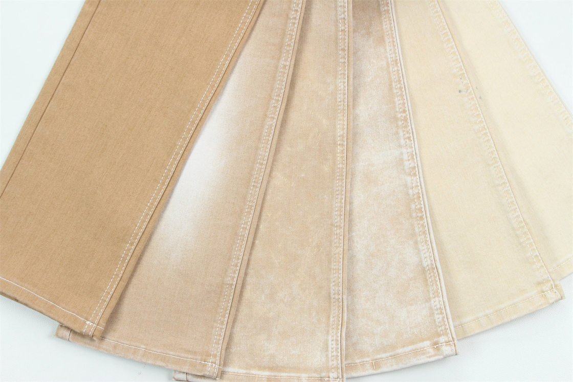 Khaki Color High Stretch Slub Denim Fabric For Lady Jeans