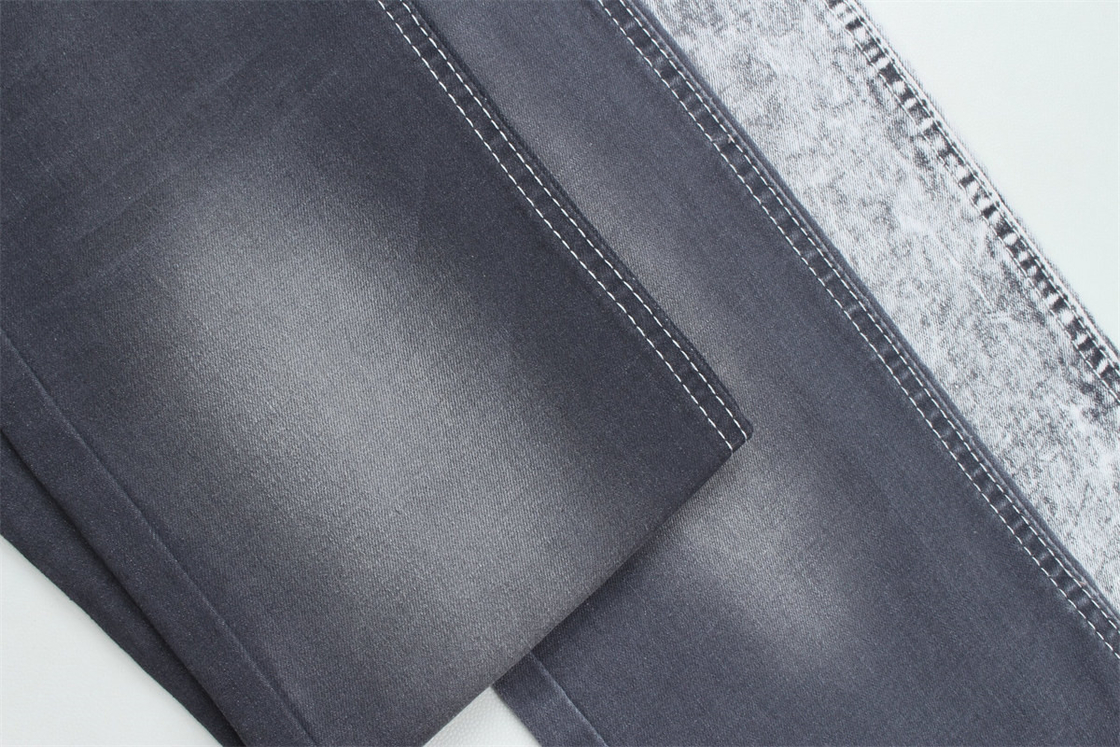 Dark Grey Color Stretch Slub Denim Fabric For Jeans