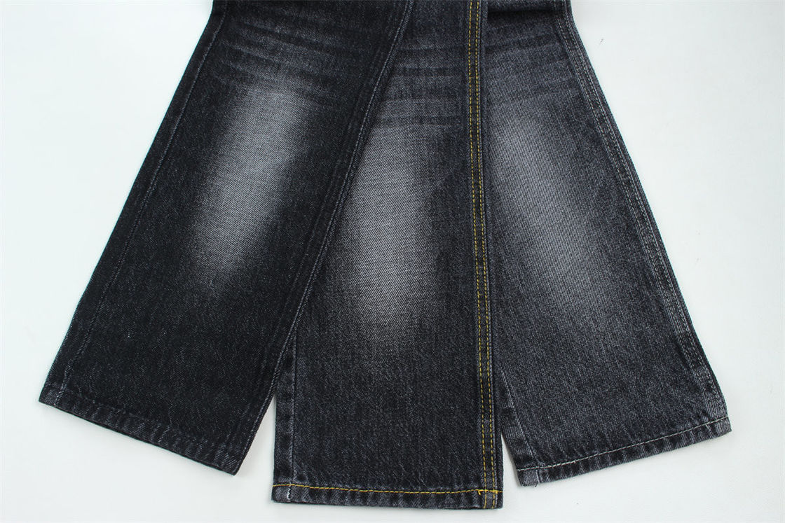 100% Cotton 12 Once Virgin Cotton Rigid Denim Fabric For Jeans Dark Black