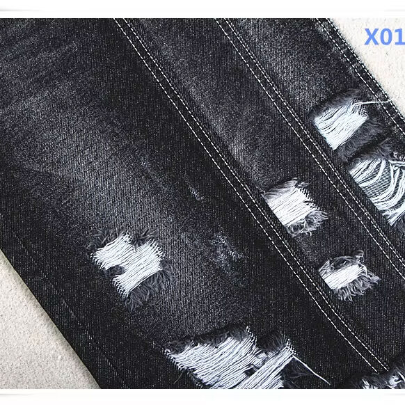 boyfriend style 100% cotton denim fabric black color for jeans
