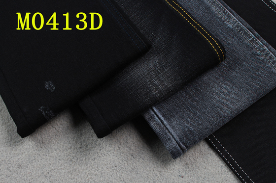 11.5oz Crosshatch Sulfur Black Denim Fabric For Jeans 2% Spandex High Stretch 58/59